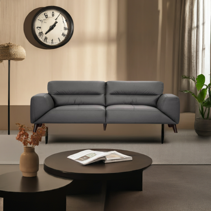 Sonoma 3 Seater Leather Sofa Gunmetal