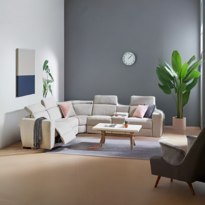 Tripoli Modular Corner Lounge W/Electric Recliner-Mist Grey