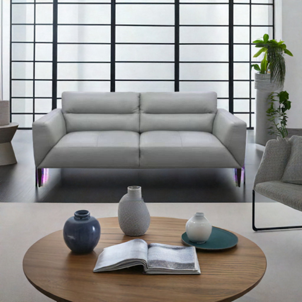 Sonoma 3 Seater Leather Sofa Silver