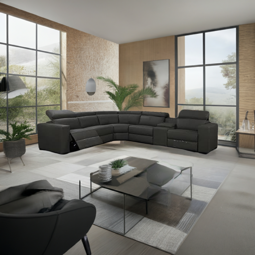 Tripoli Modular Corner Lounge W/Electric Recliner Storm Grey