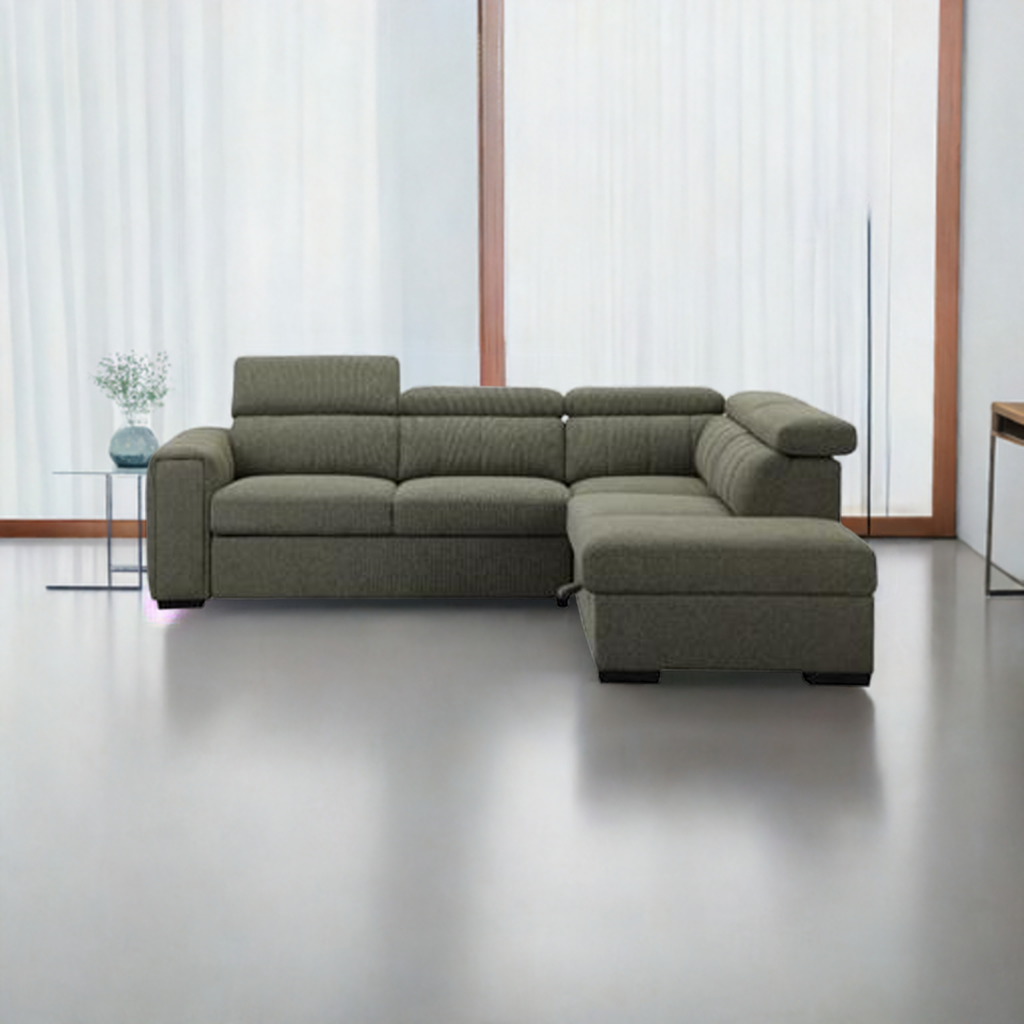 Odelia Fabric 2S W/Sofa Bed RHF Chaise & Ottoman -Green