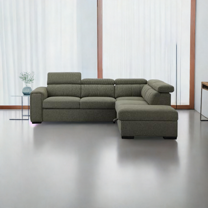 Odelia Fabric 2S W/Sofa Bed RHF Chaise & Ottoman -Green