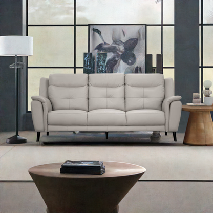 Georgia 3 Seater Leather Sofa Silver