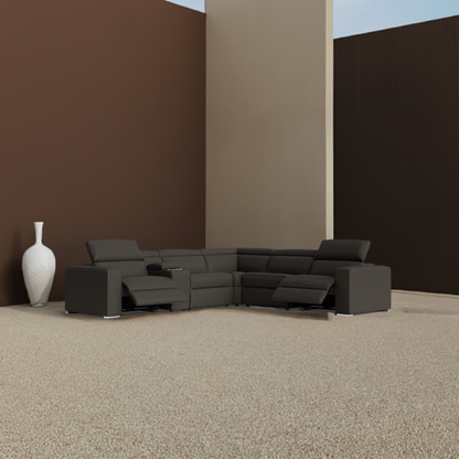 Eve Leather Electric Recliner Modular Lounge Black