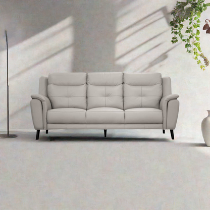 Georgia 3 Seater Leather Sofa Silver