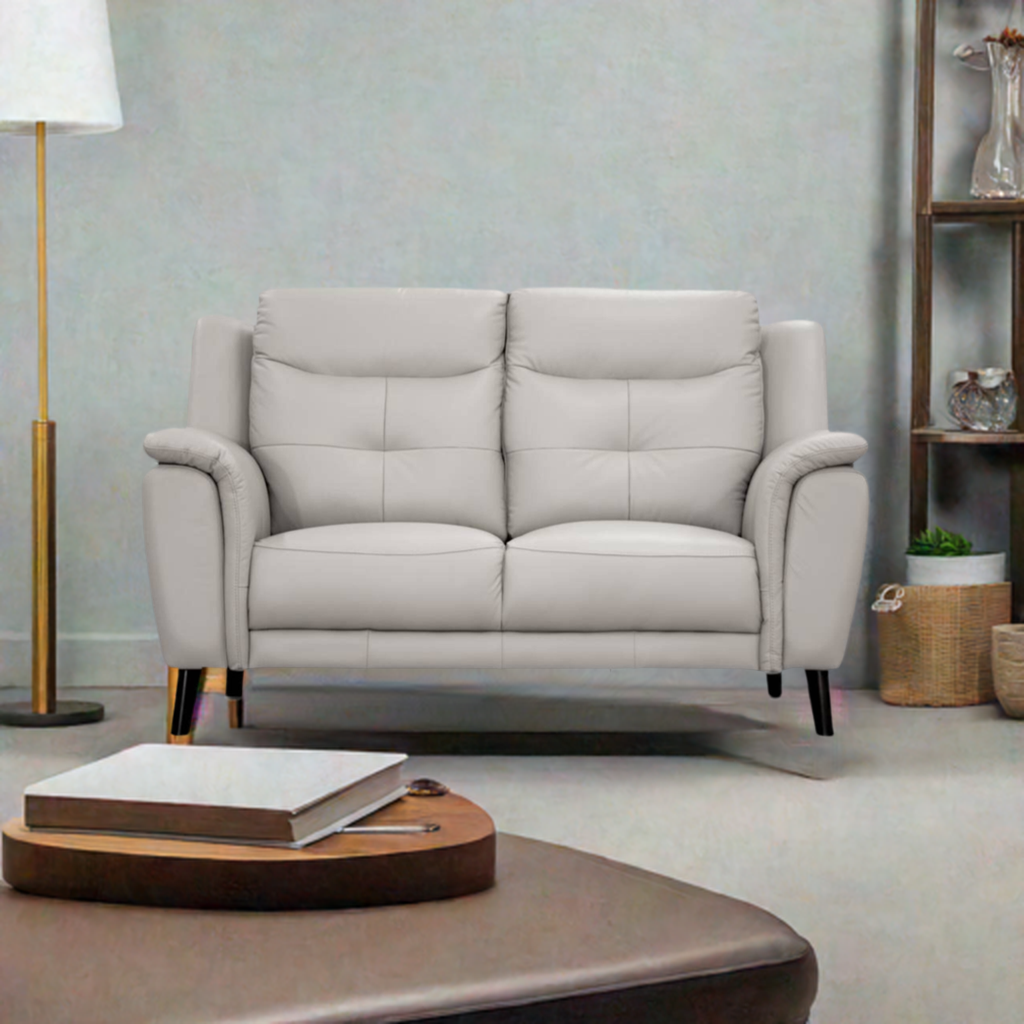 Georgia 2 Seater Leather Sofa Silver