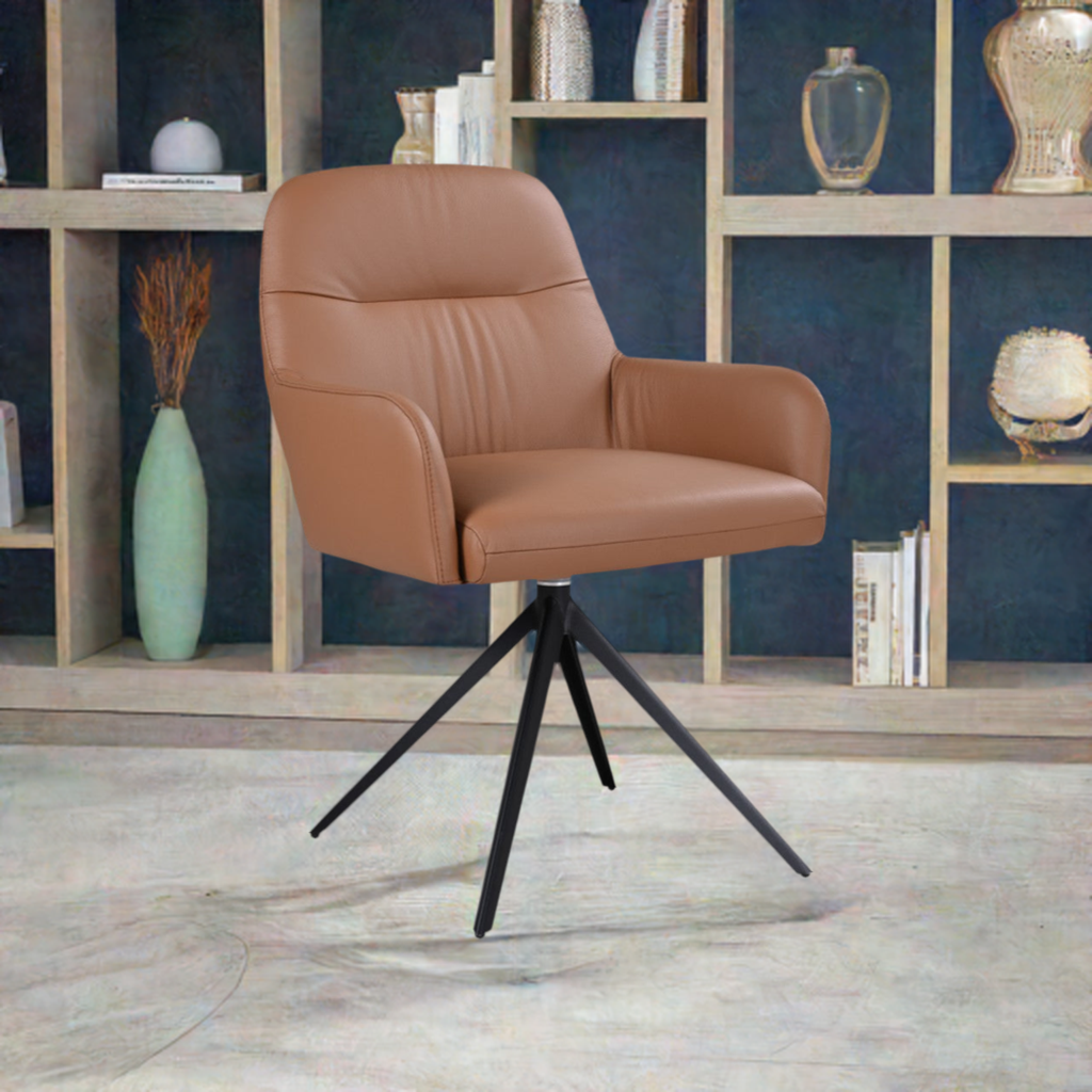 Calvin Leather Swivel Arm Chair Cogna