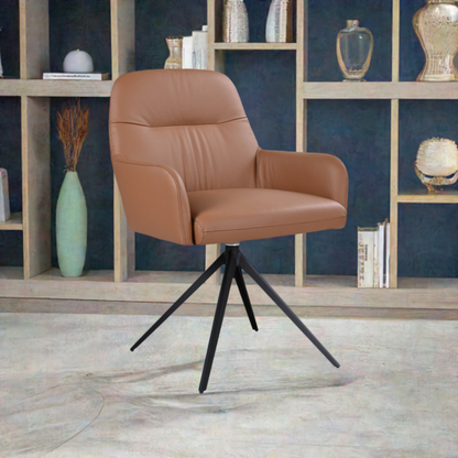 Calvin Leather Swivel Arm Chair Cogna