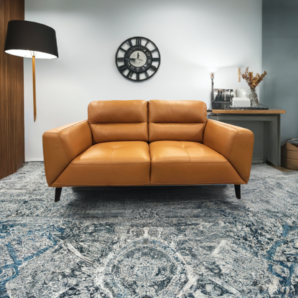 Sonoma 3 Seater Leather Sofa Tangerine