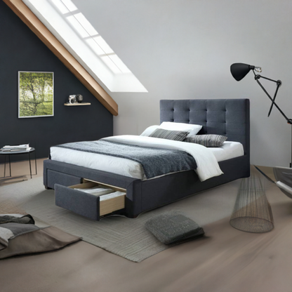 Rhodes Upholstered Double Bed Storage -Mid Grey