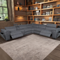 Blake Fabric Corner Modular Lounge W/2 END Electric Recliner-Dark Grey