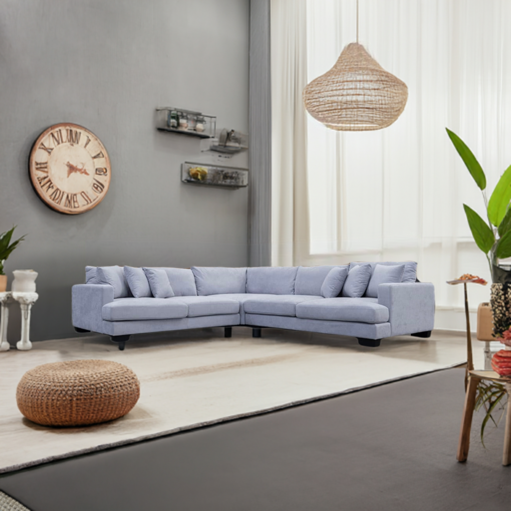 Manhattan Deep Seat Corner Fabric Lounge -Light Grey