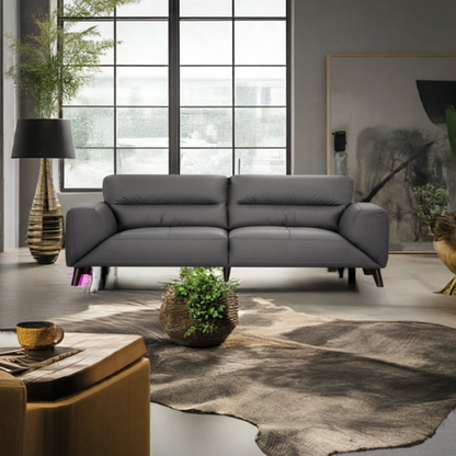 Sonoma 3 Seater Leather Sofa Gunmetal