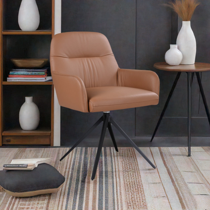 Calvin Leather Swivel Arm Chair Cogna