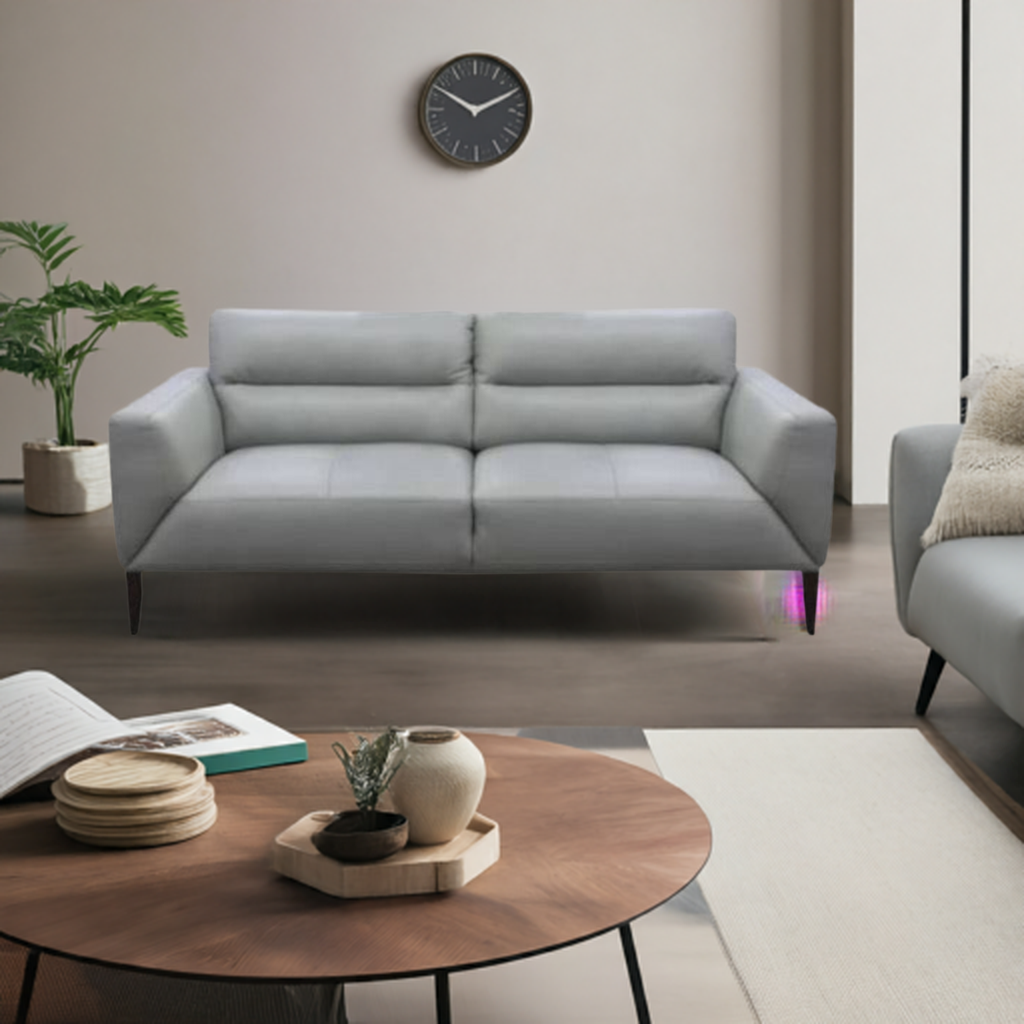 Sonoma 2 Seater Leather Sofa Silver