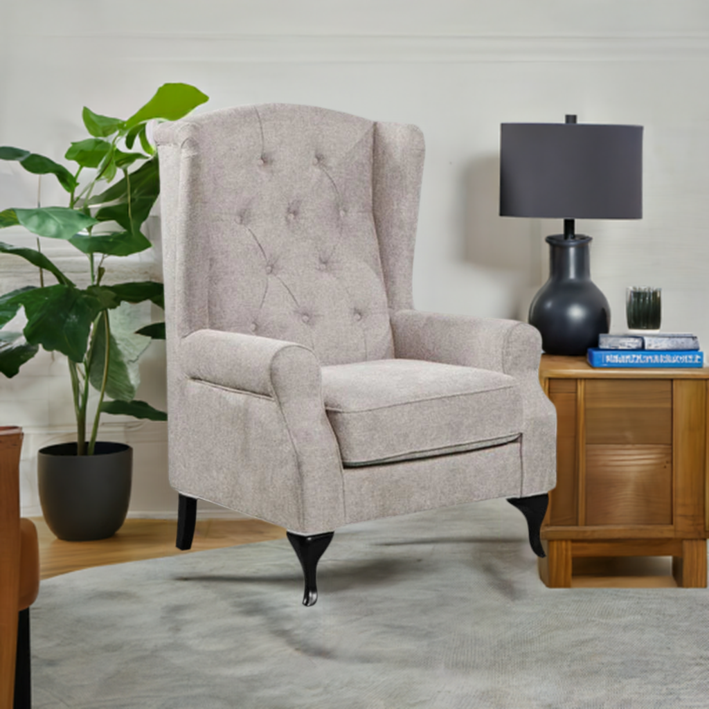 Taegon Royal Chesterfield 3+2 Seater Fabric Sofa- Beige