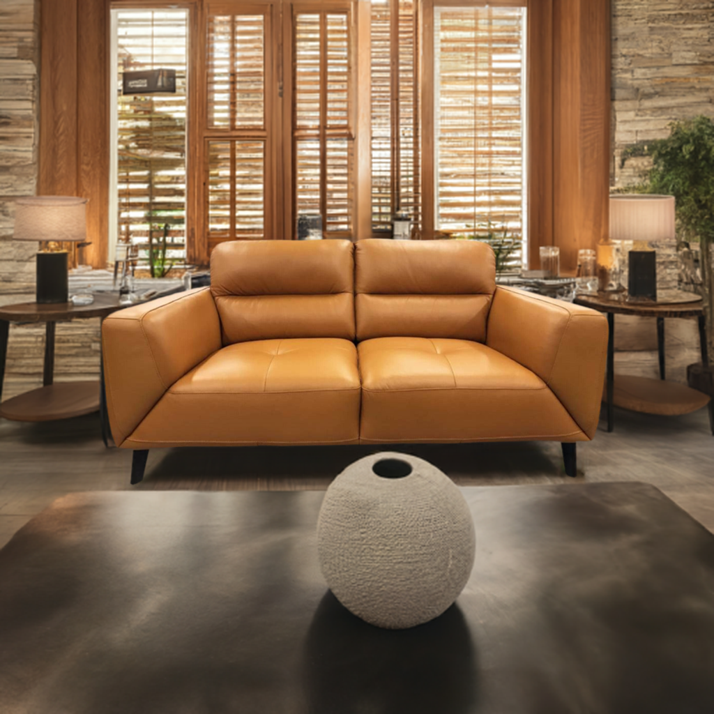 Sonoma 3 Seater Leather Sofa Tangerine