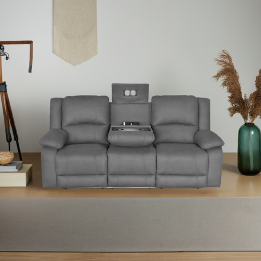 Captain 3 Seater Rhino Suede Fabric Electric Recliner Lounge -Latte
