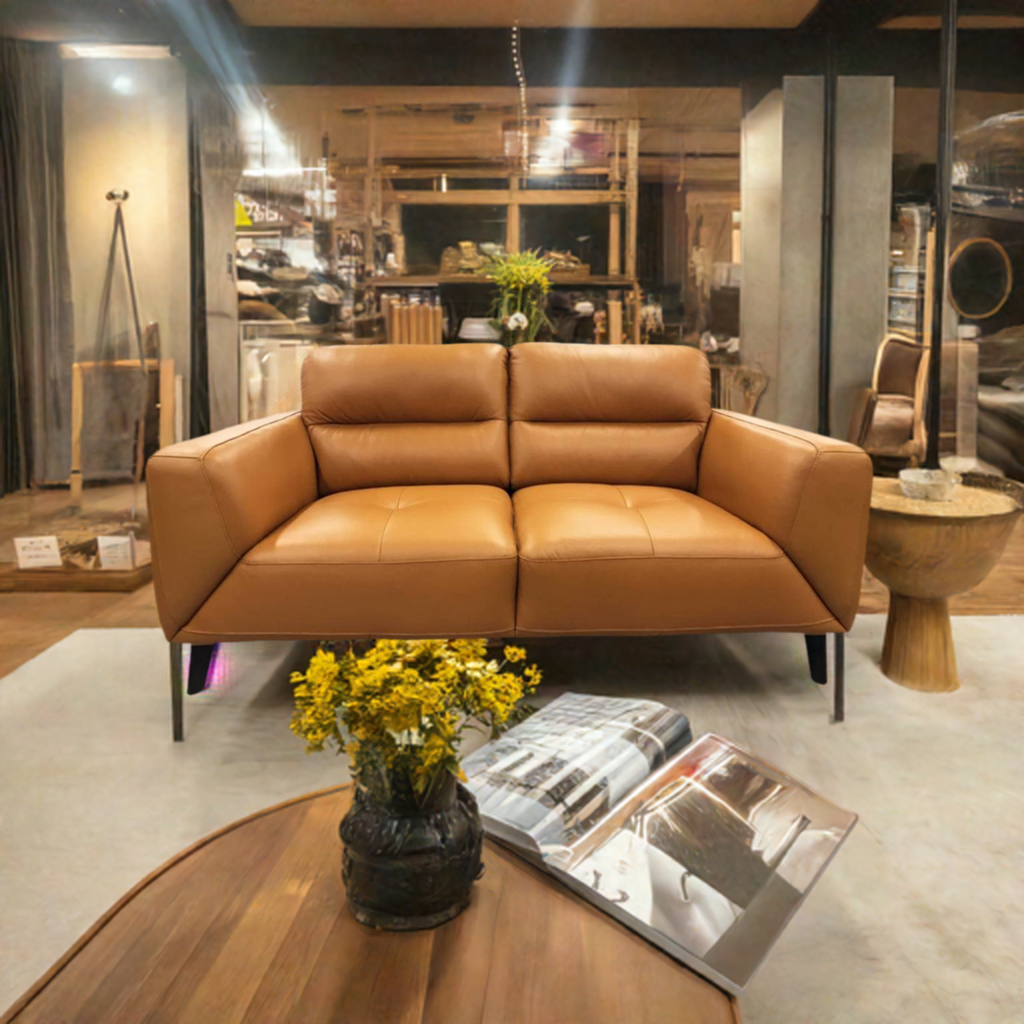 Sonoma 3 Seater Leather Sofa Tangerine