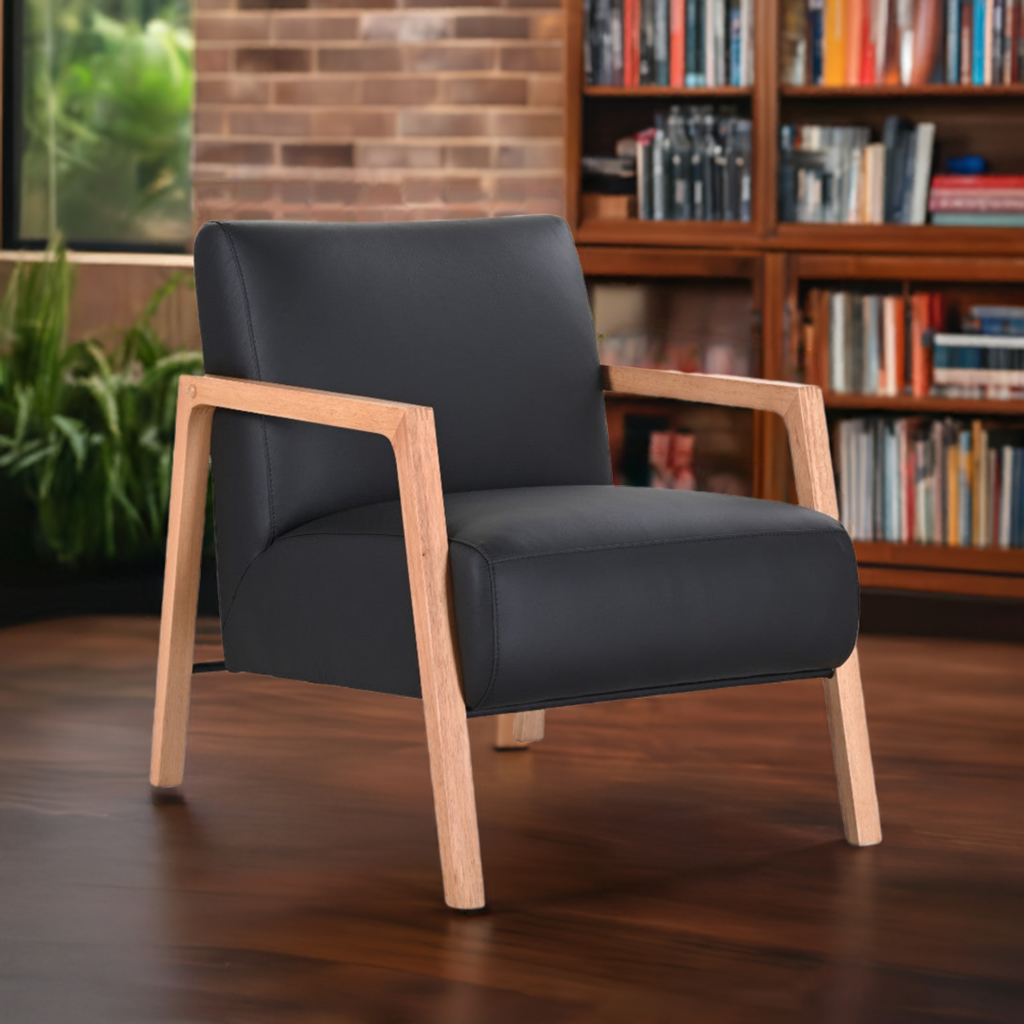 Mason Leather Arm Chair Black