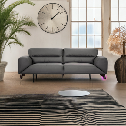 Sonoma 2 Seater Leather Sofa Gunmetal