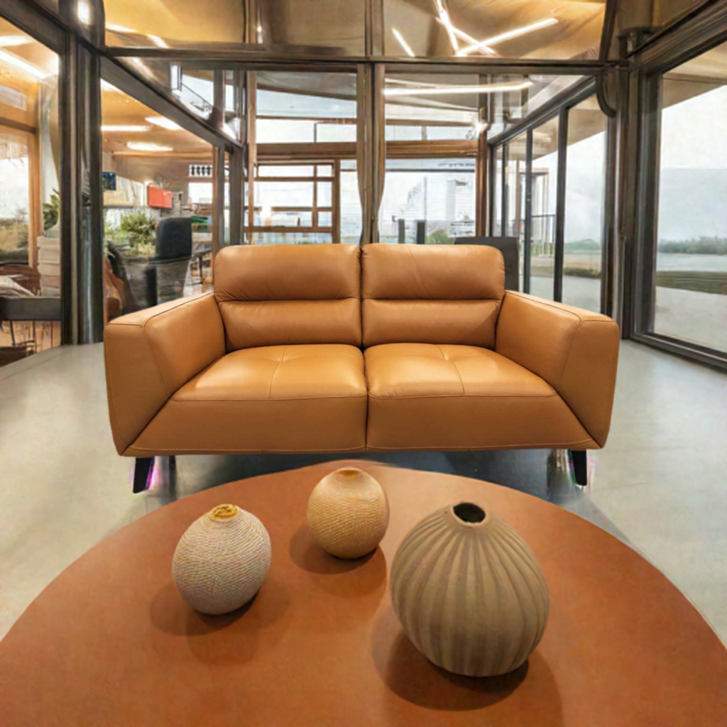 Sonoma 3 Seater Leather Sofa Tangerine
