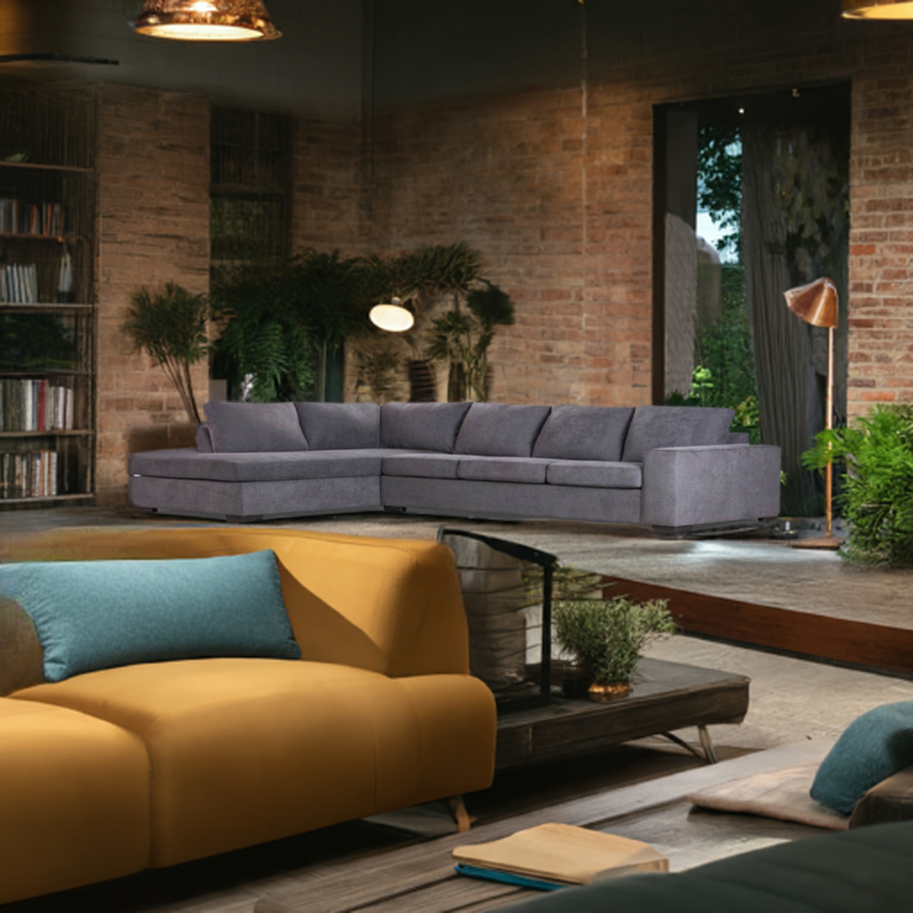 Kristie Fabric 3 Seater LHF Chaise Sofa Bed -Dark Grey
