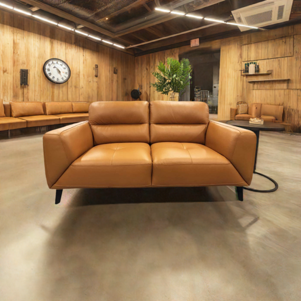 Sonoma 2 Seater Leather Sofa Tangerine