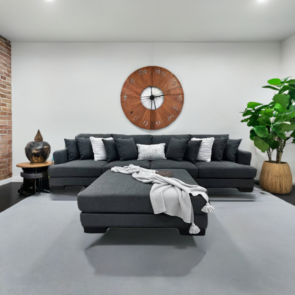 Manhattan Deep Seat Modular Fabric Lounge Plus Ottoman Dark Grey Online Furniture Factory Outlet OFFO