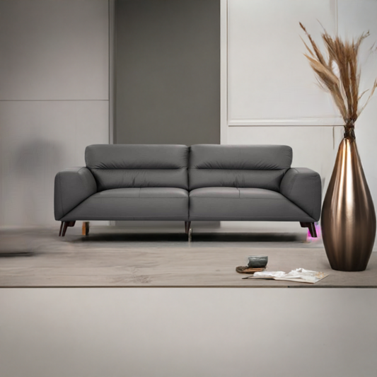 Sonoma 2 Seater Leather Sofa Gunmetal