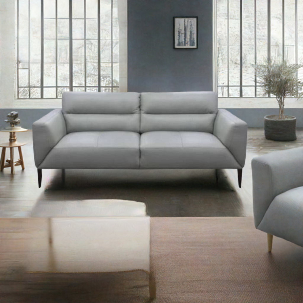 Sonoma 2 Seater Leather Sofa Silver