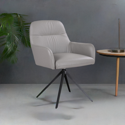 Calvin Leather Swivel Arm Chair Grey