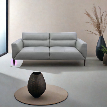 Sonoma 3 Seater Leather Sofa Silver