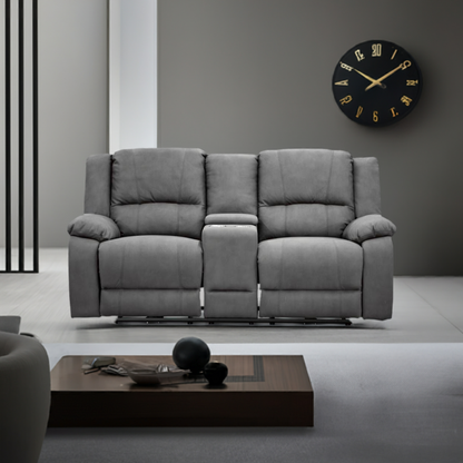 Captain 2 Seater Rhino Suede Fabric Electric Recliner Lounge Latte