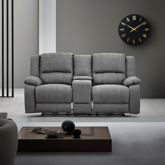 Captain 2 Seater Rhino Suede Fabric Electric Recliner Lounge Latte