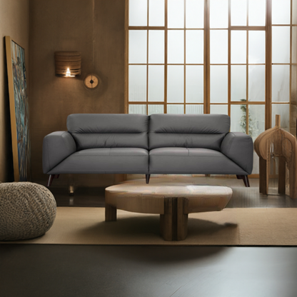 Sonoma 3 Seater Leather Sofa Gunmetal