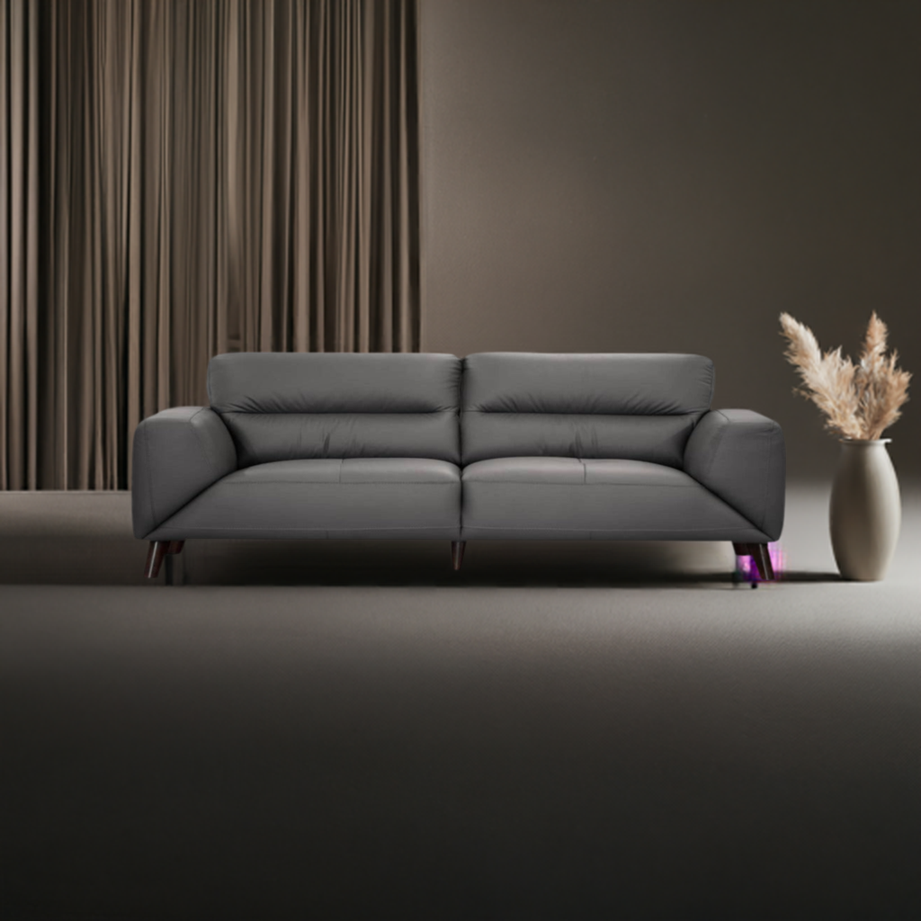 Sonoma 3 Seater Leather Sofa Gunmetal