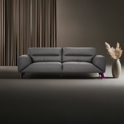 Sonoma 3 Seater Leather Sofa Gunmetal