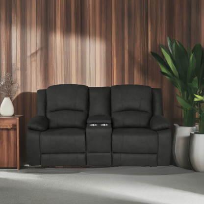 Captain 2 Seater Rhino Suede Fabric Electric Recliner Lounge Jet