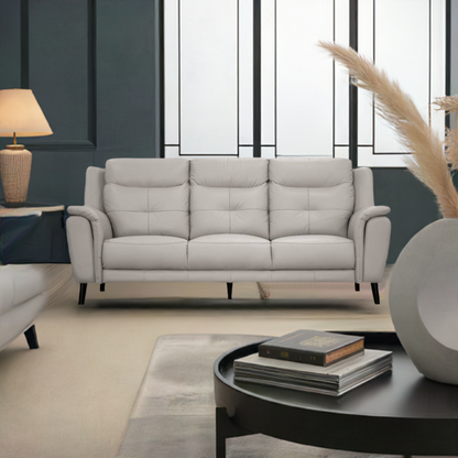 Georgia 3 Seater Leather Sofa Silver