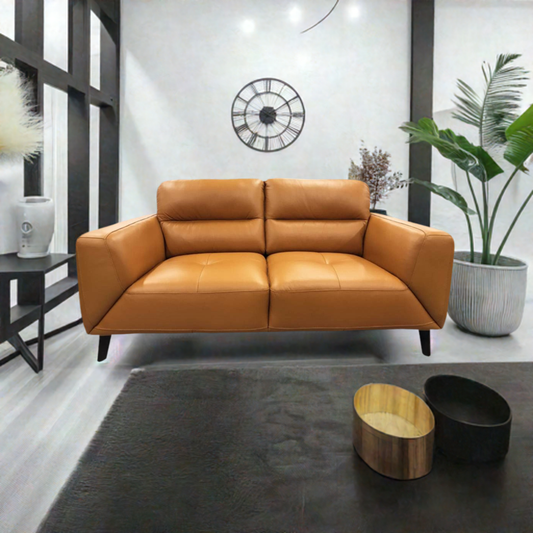 Sonoma 2 Seater Leather Sofa Tangerine