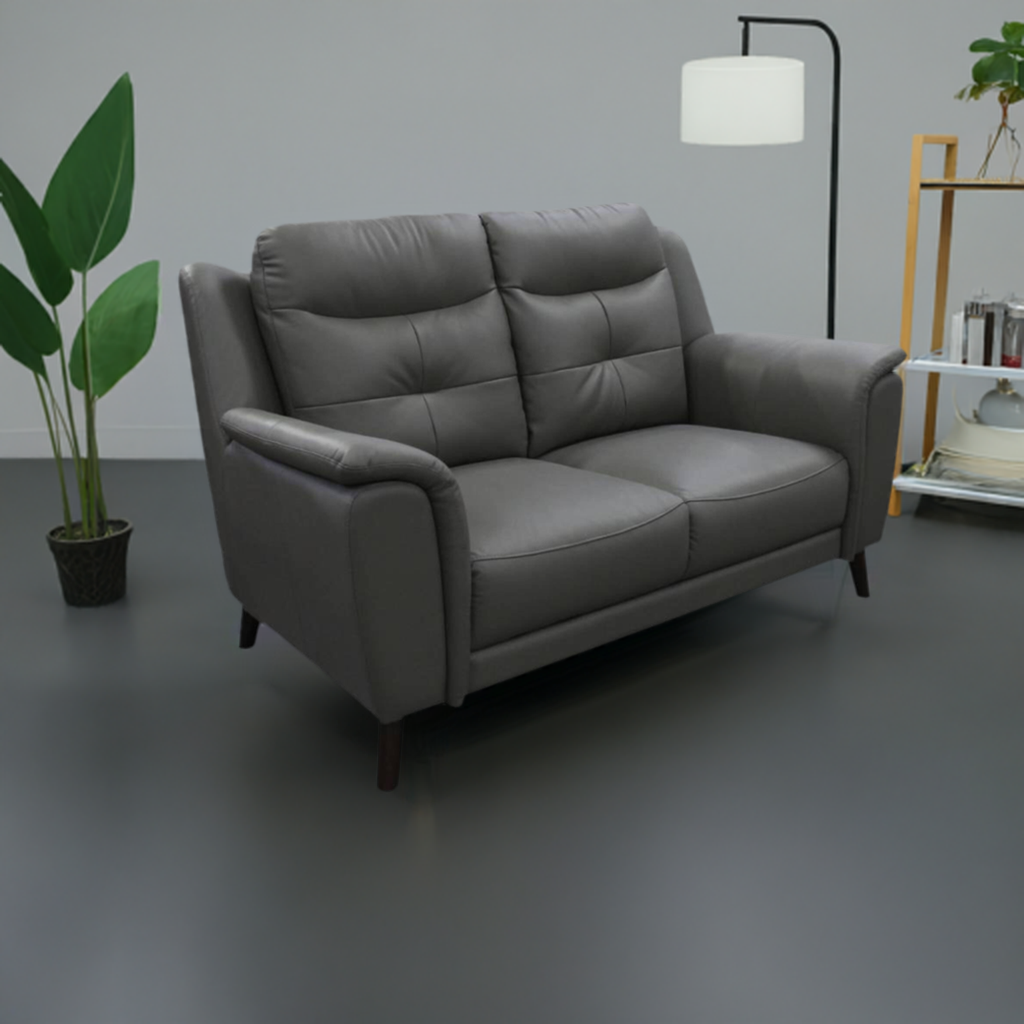 Georgia 2 Seater Leather Sofa Gunmetal