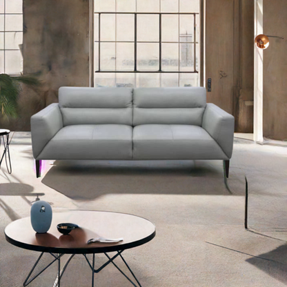 Sonoma 3 Seater Leather Sofa Silver