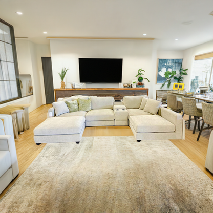 Paige Modular With Ottoman Lounge Light Grey