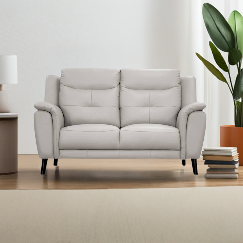 Georgia 2 Seater Leather Sofa Silver