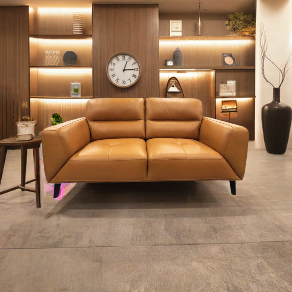 Sonoma 2 Seater Leather Sofa Tangerine