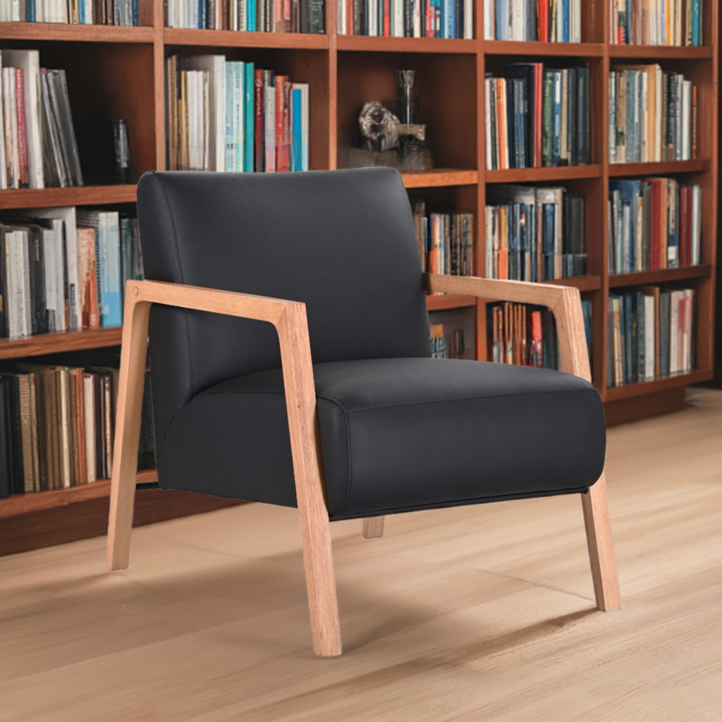 Mason Leather Arm Chair Black