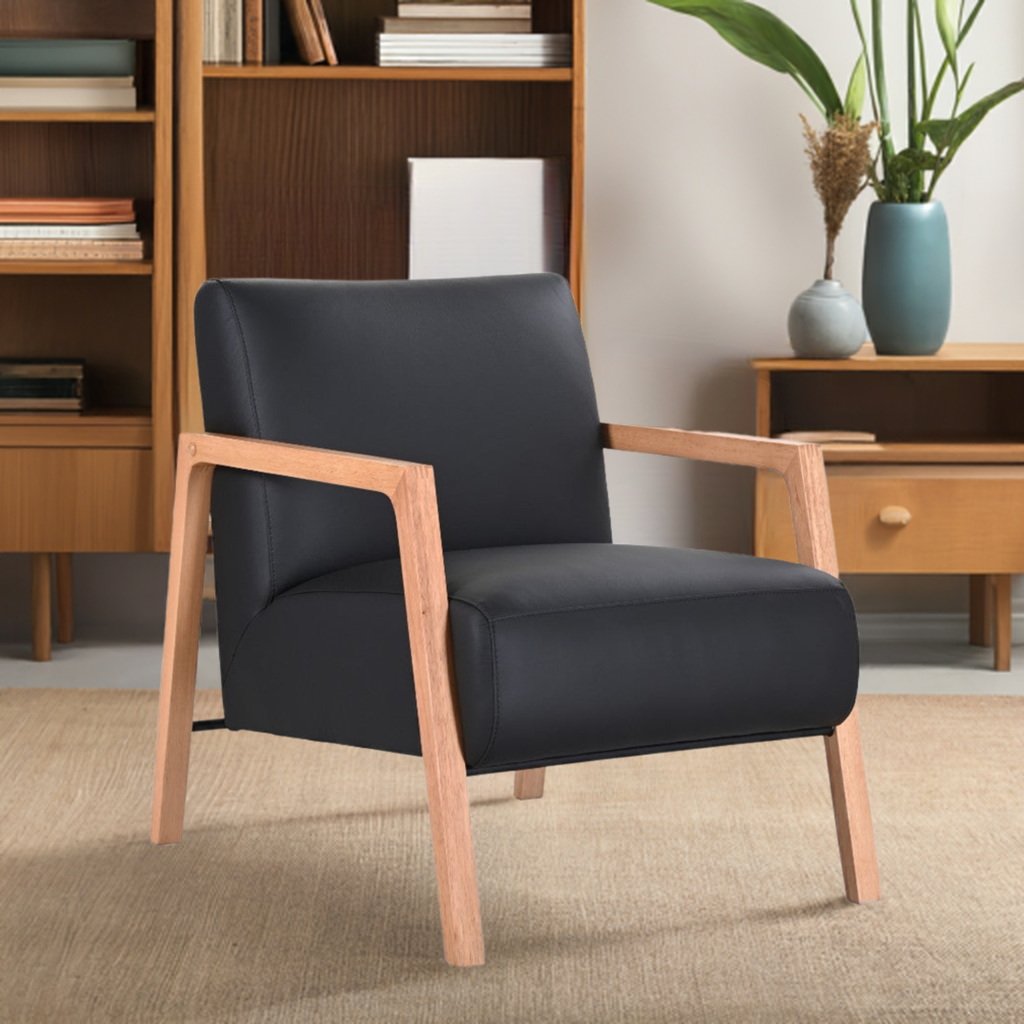 Mason Leather Arm Chair Black