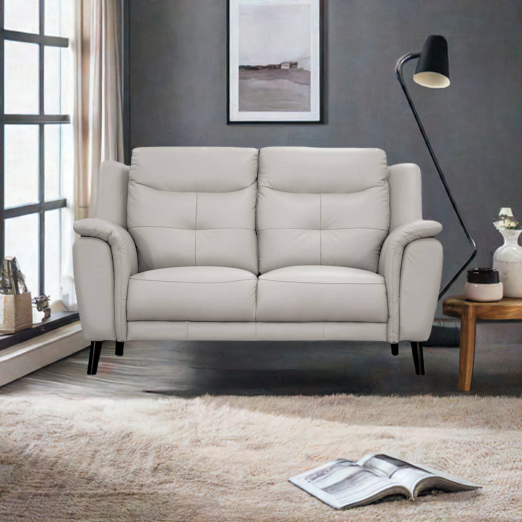 Georgia 2 Seater Leather Sofa Silver