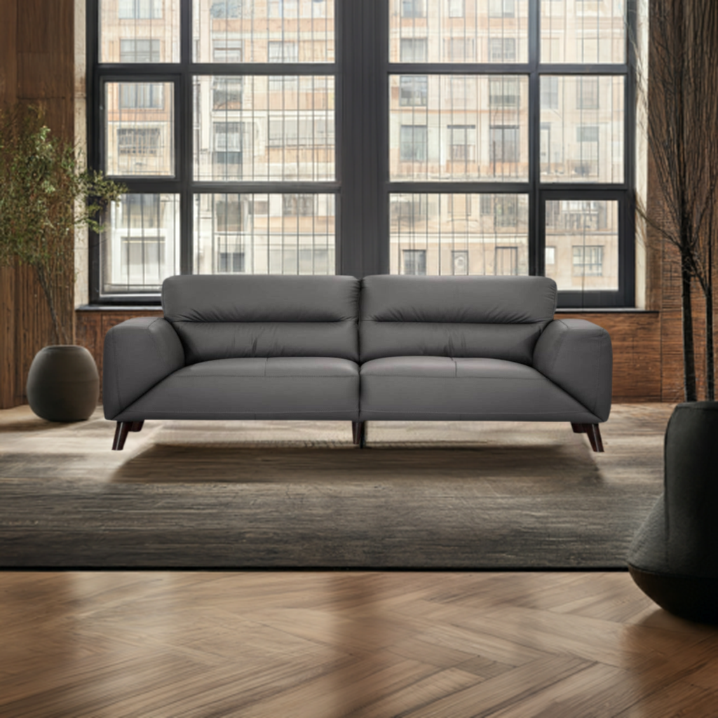 Sonoma 3 Seater Leather Sofa Gunmetal